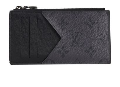 Louis Vuitton Coin Card Holder, &pound;180, Accessories, Black/Grey, Coated Canvas/Leather, Front view